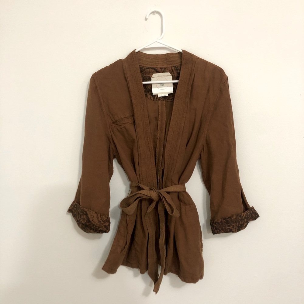 Anthropologie Hei Hei Linen Belted Camel Jacket
